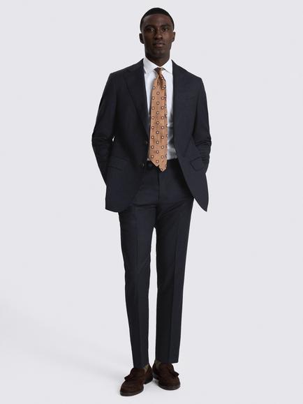 Moss Tailored Fit Italian Wool Twill Suit Jacket - view 2, Navy
