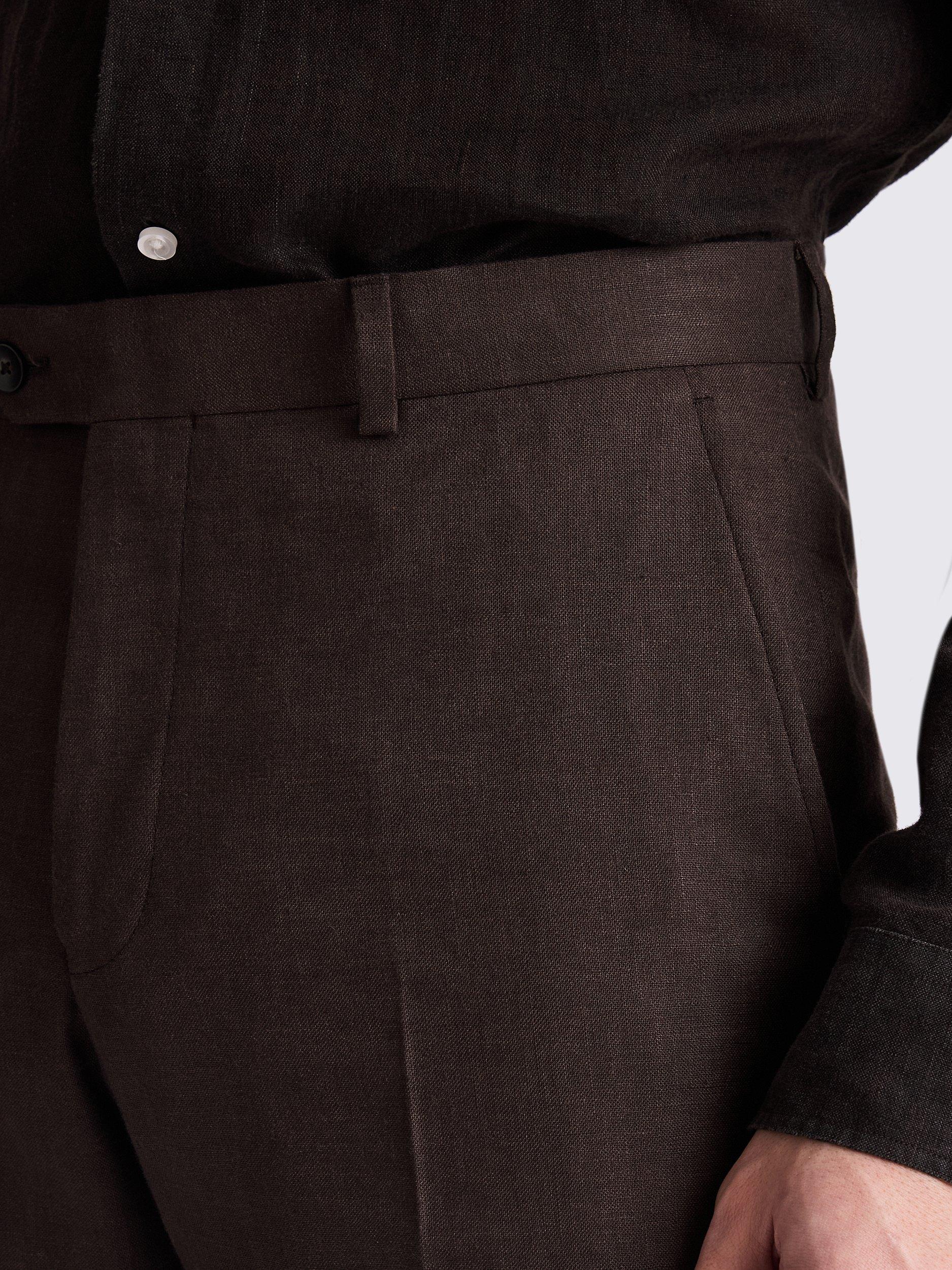 Product image 5 of 5, which shows Moss Tailored Fit Linen Blend Suit Trousers, Brown, 30S