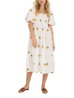 A-VIEW Cheri Fruit Midi Dress, White, White
