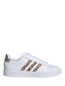 adidas Grand Court Leopard Print Trainers, White/Multi, White/Multi