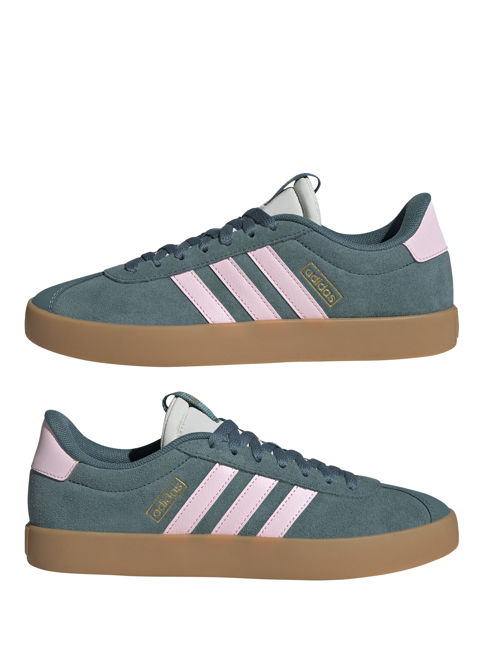 Product image 2 of 5, which shows adidas VL Court 3.0 Trainers, Teal/Pink/Multi, 3