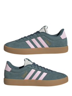 adidas VL Court 3.0 Trainers, Teal/Pink/Multi - view 2, Teal/Pink/Multi