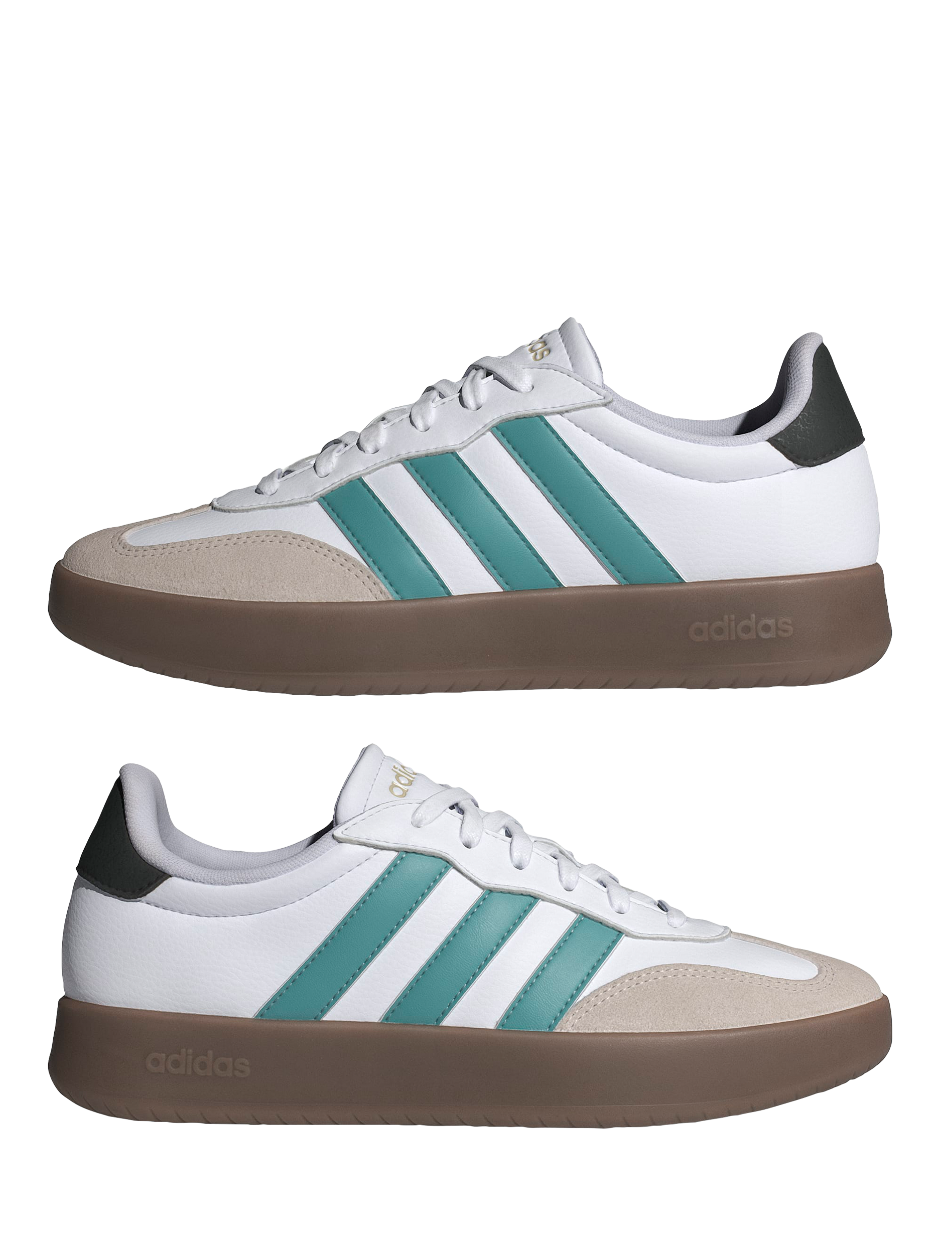 Product image 3 of 8, which shows Adidas Barreda Teal Contrast Lace Up Trainers, White, 3