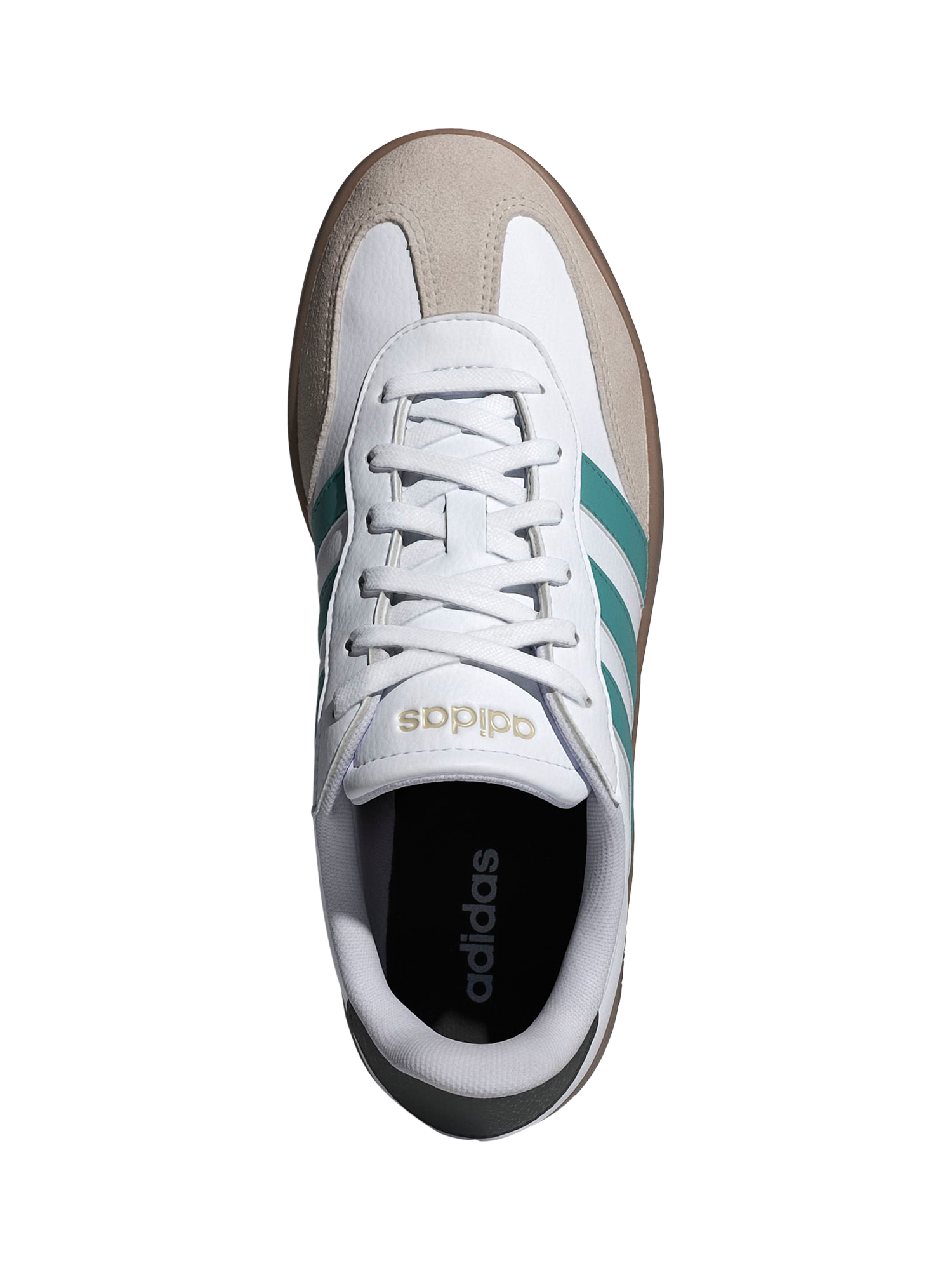 Product image 4 of 8, which shows Adidas Barreda Teal Contrast Lace Up Trainers, White, 3
