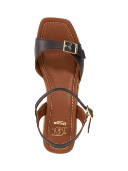 Dune London Jeane Leather Platform Heeled Clog Sandals - view 2, Brown