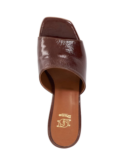 Dune London Jule Leather Heeled Mules, Brown Patent - view 2, Brown Patent