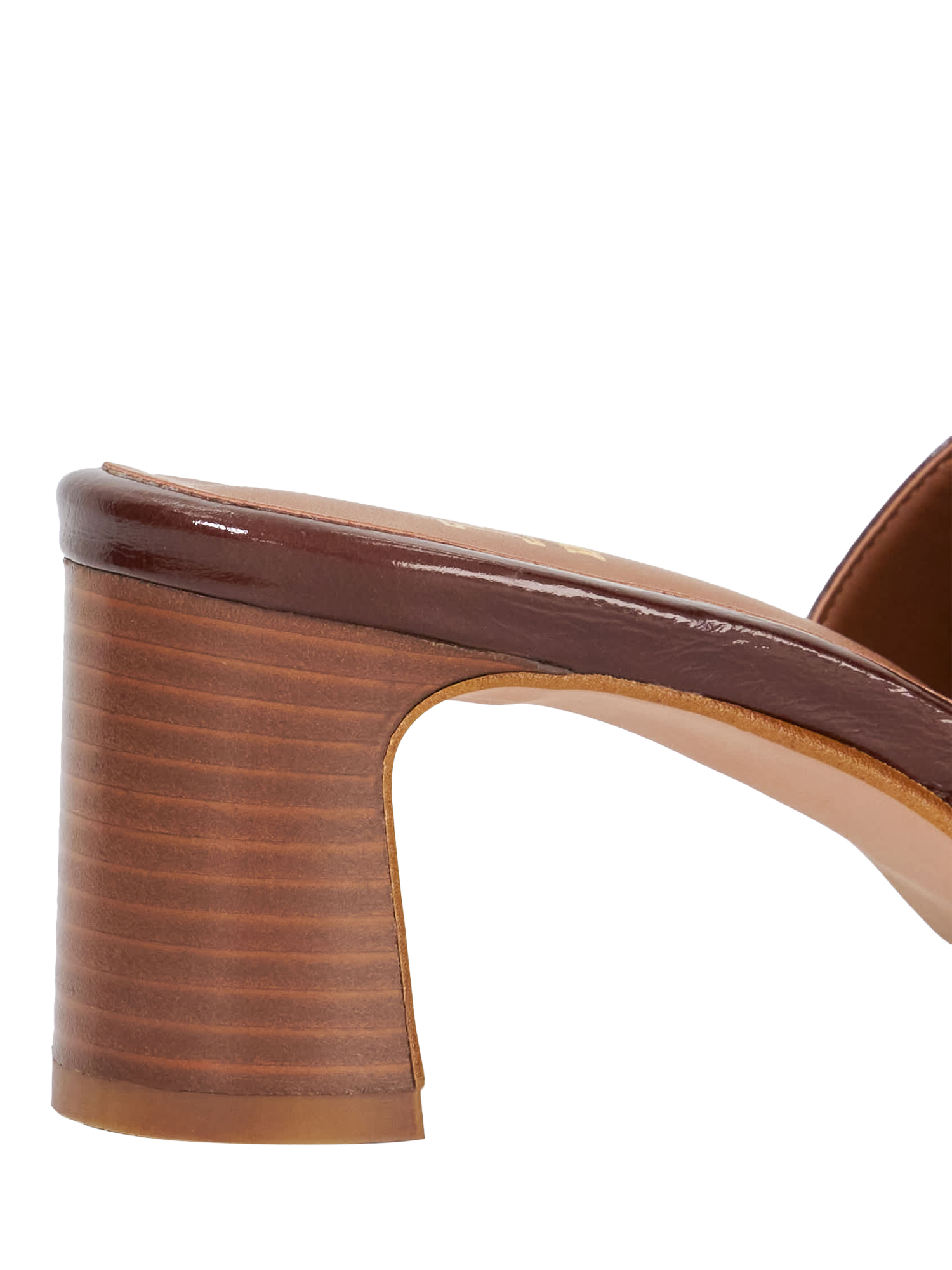 Product image 5 of 5, which shows Dune London Jule Leather Heeled Mules, Brown Patent, EU36