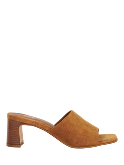 Dune London Jule Suede Heeled Mules, Tan, Tan