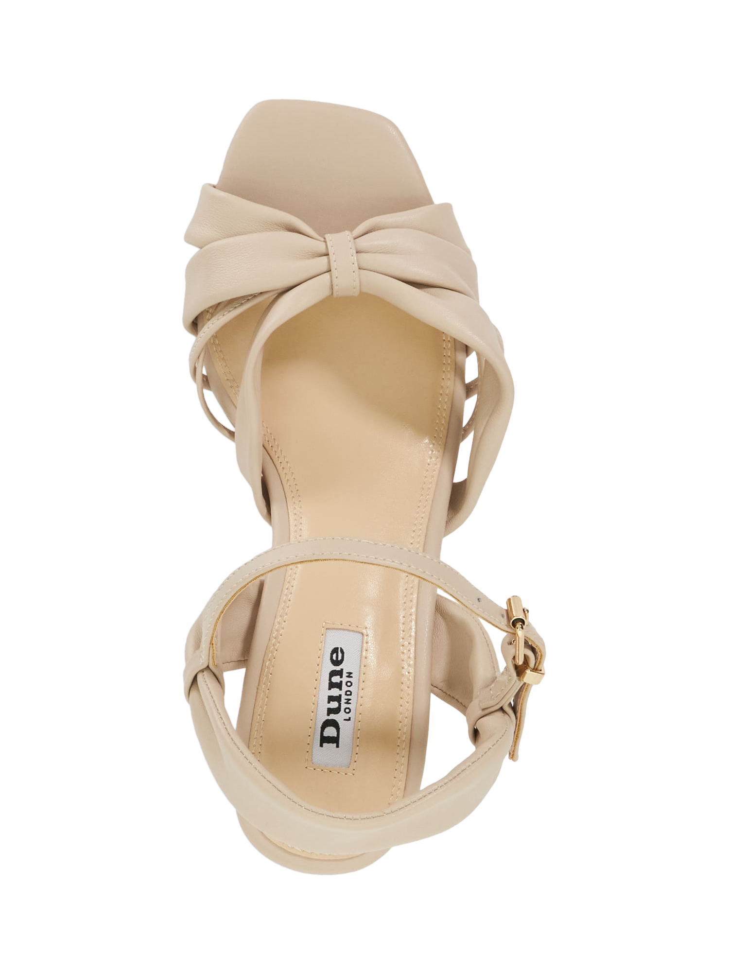 Product image 2 of 4, which shows Dune London Kander Leather Wedge Heeled Sandals, Cream, EU36