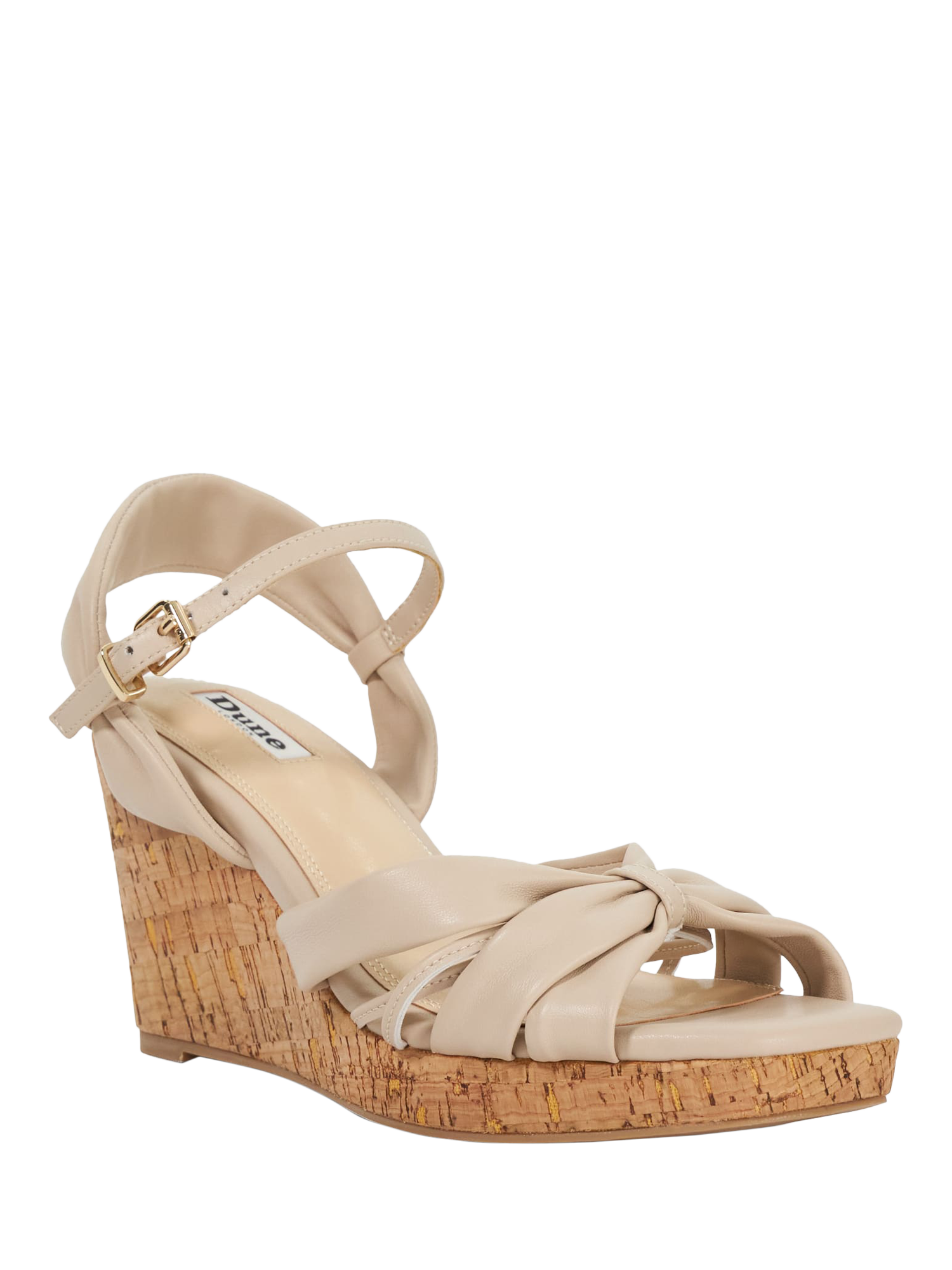 Product image 3 of 4, which shows Dune London Kander Leather Wedge Heeled Sandals, Cream, EU36