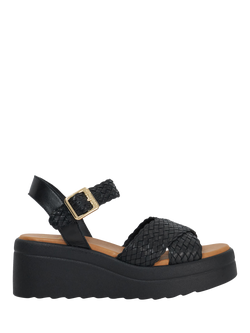 Dune London Kinleys Woven Leather Flatform Heeled Sandals, Black