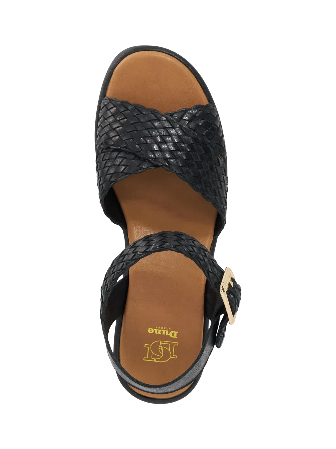 Product image 2 of 5, which shows Dune London Kinleys Woven Leather Flatform Heeled Sandals, Black, EU36