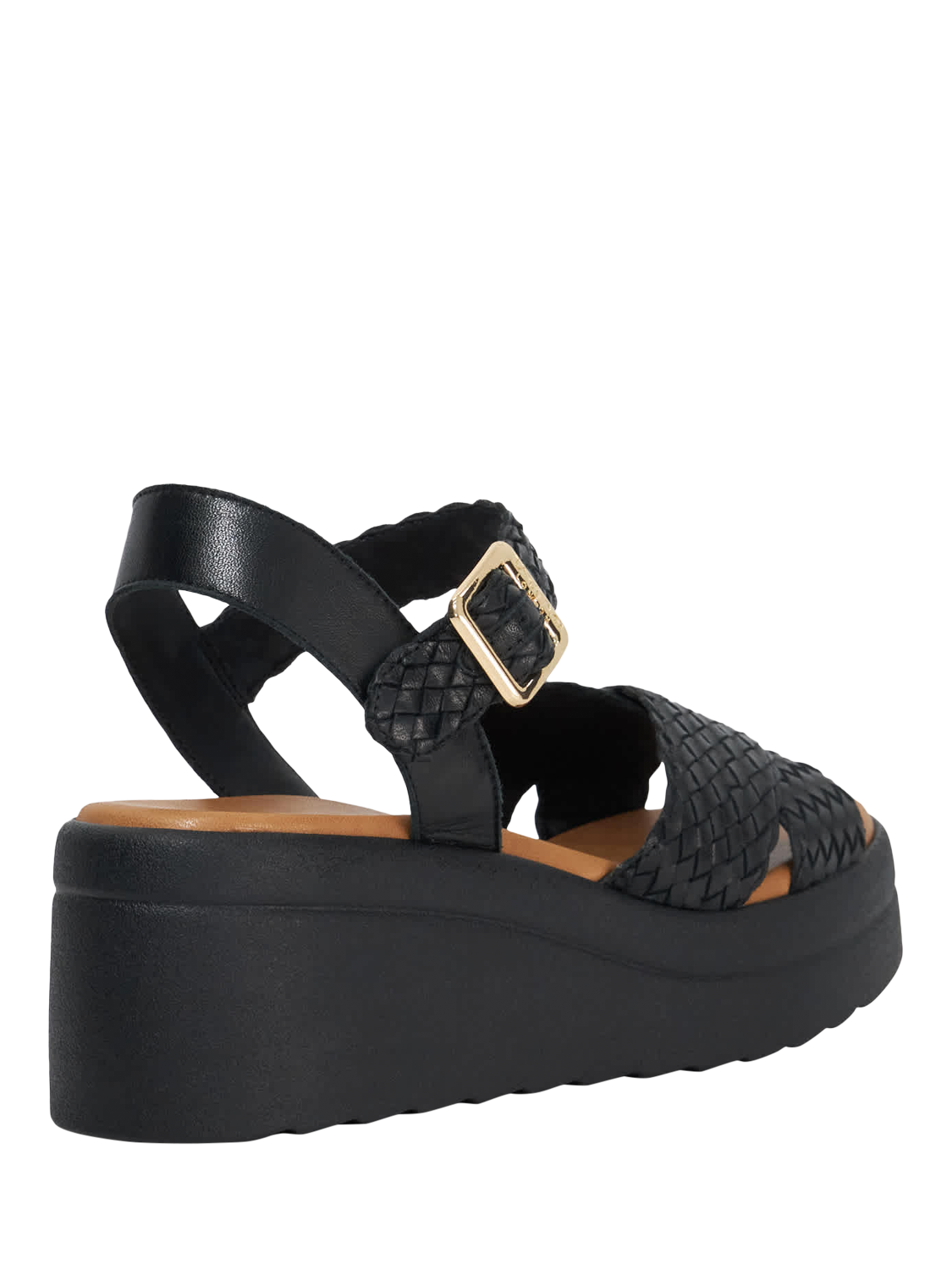 Product image 4 of 5, which shows Dune London Kinleys Woven Leather Flatform Heeled Sandals, Black, EU36