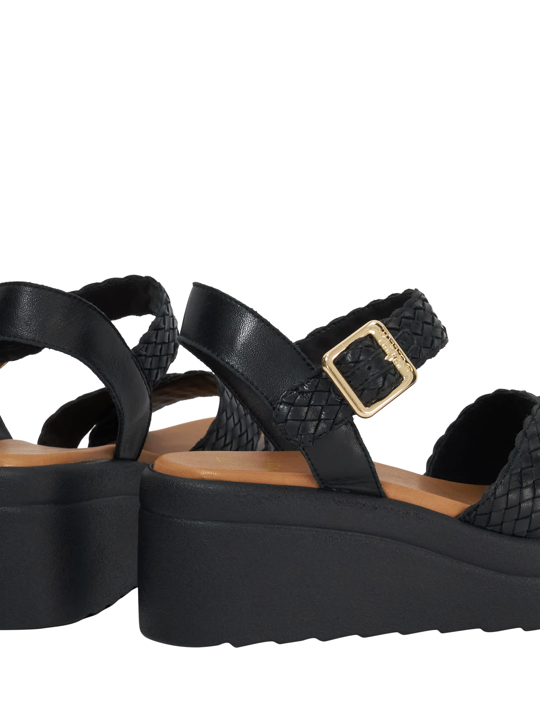 Product image 5 of 5, which shows Dune London Kinleys Woven Leather Flatform Heeled Sandals, Black, EU36