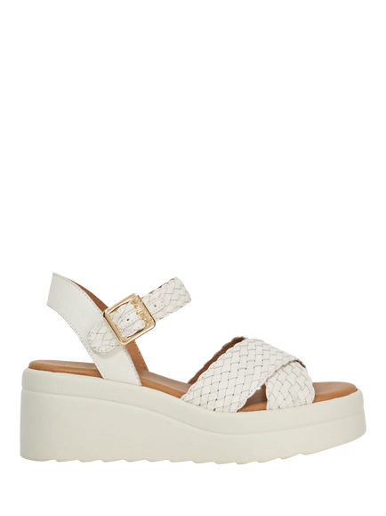Dune London Kinleys Woven Leather Flatform Heeled Sandals, Ecru