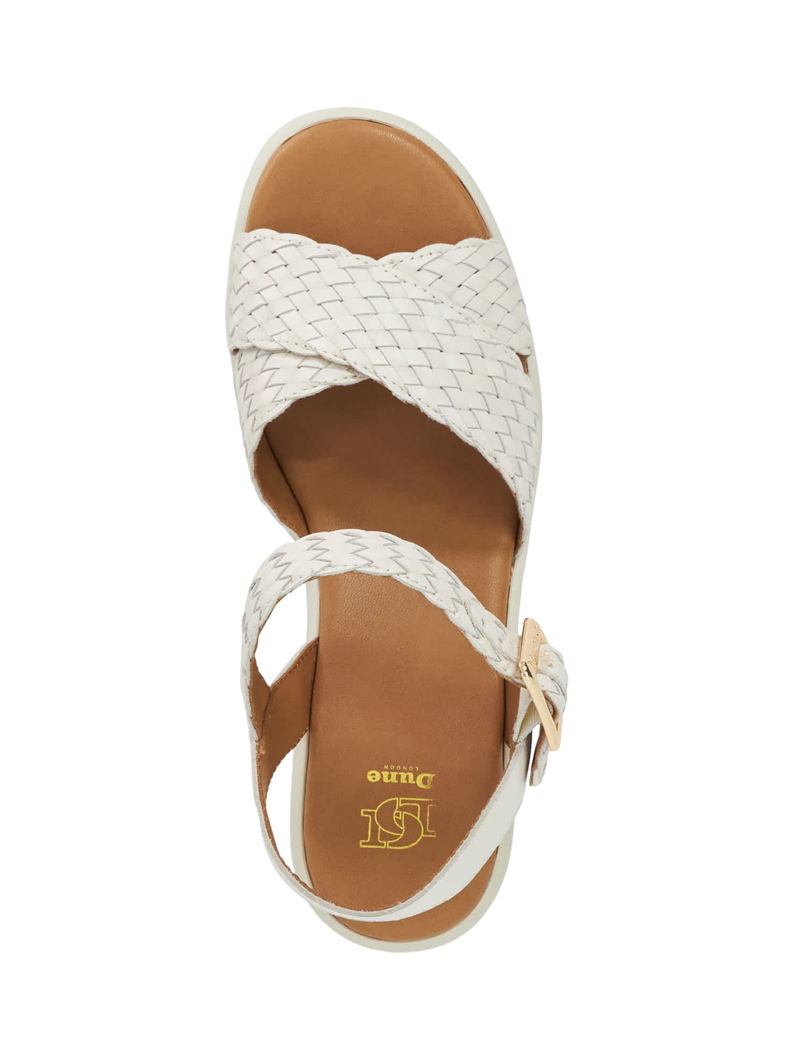 Product image 2 of 5, which shows Dune London Kinleys Woven Leather Flatform Heeled Sandals, Ecru, EU36
