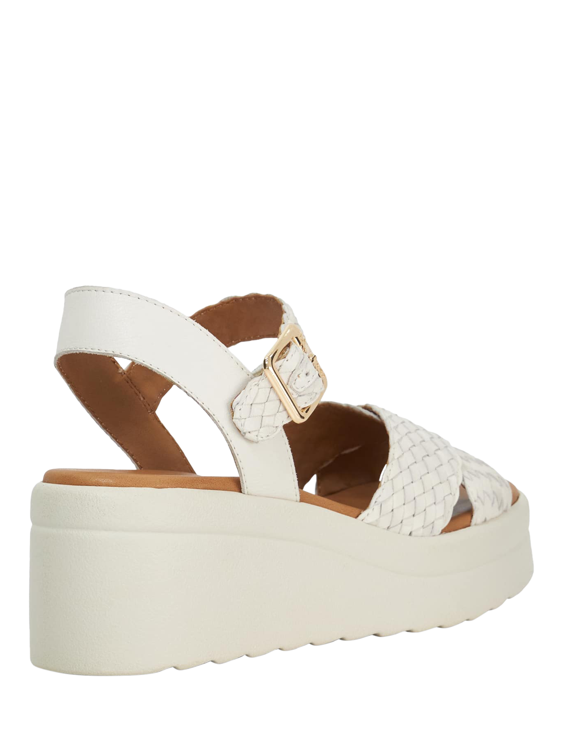 Product image 4 of 5, which shows Dune London Kinleys Woven Leather Flatform Heeled Sandals, Ecru, EU36