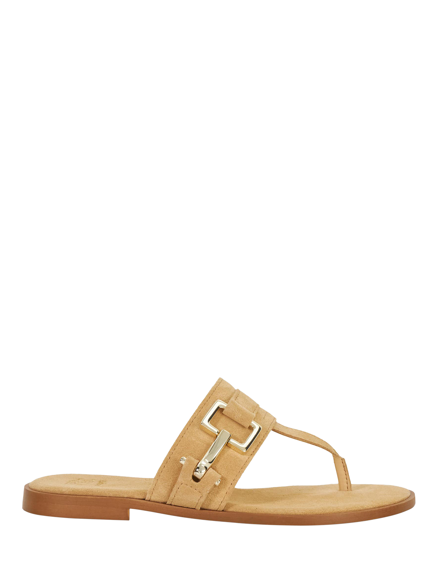 Product image 1 of 5, which shows Dune London Lotica Suede Toe Post Sandals, Sand, EU36