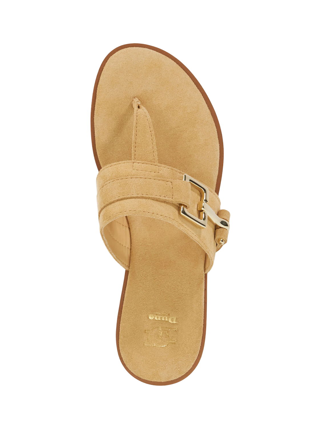 Product image 2 of 5, which shows Dune London Lotica Suede Toe Post Sandals, Sand, EU36
