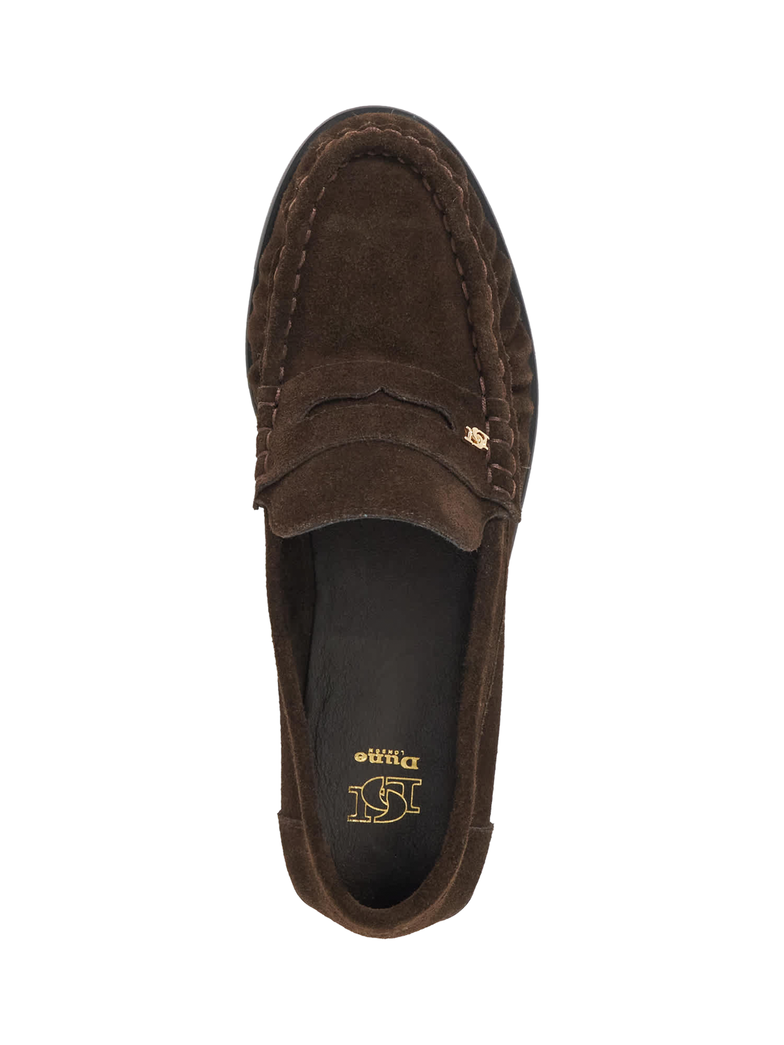 Product image 2 of 5, which shows Dune London Grisella Suede Loafers, Brown, EU36