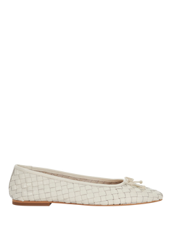 Dune London Heat Woven Leather Ballerina Pumps, Ecru