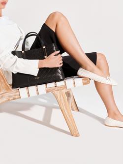 Dune London Heat Woven Leather Ballerina Pumps, Ecru