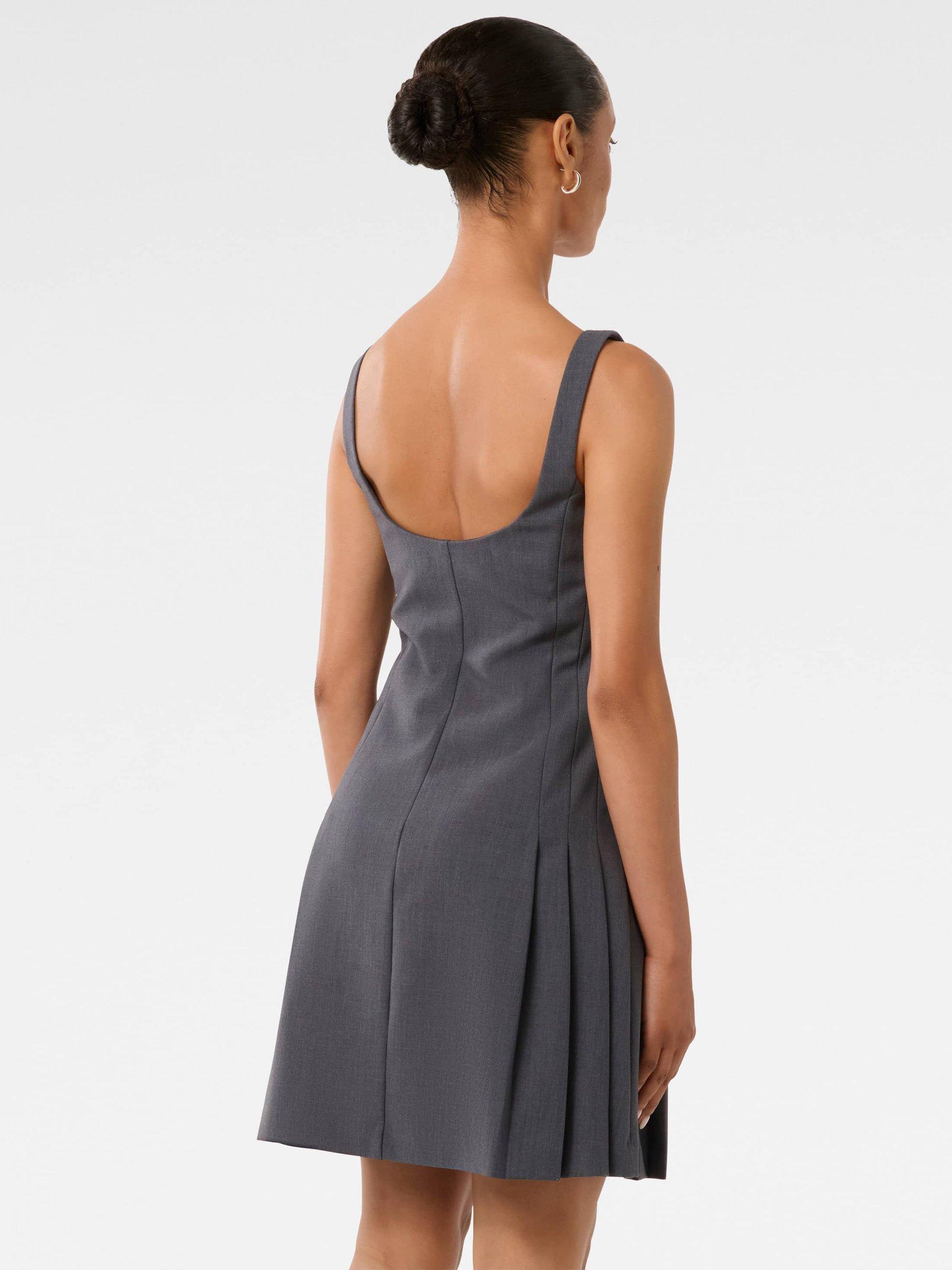 Product image 2 of 5, which shows Forever New Petite Eada Pleat Hem Mini Dress, Grey Marl, 4