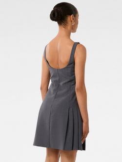 Forever New Petite Eada Pleat Hem Mini Dress, Grey Marl - view 2, Grey Marl