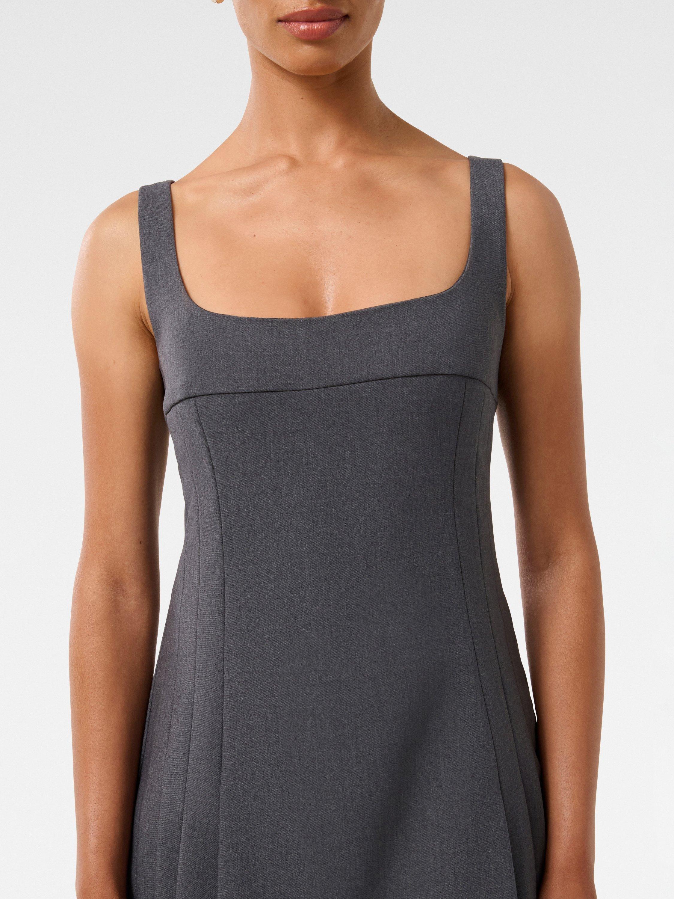 Product image 4 of 5, which shows Forever New Petite Eada Pleat Hem Mini Dress, Grey Marl, 4
