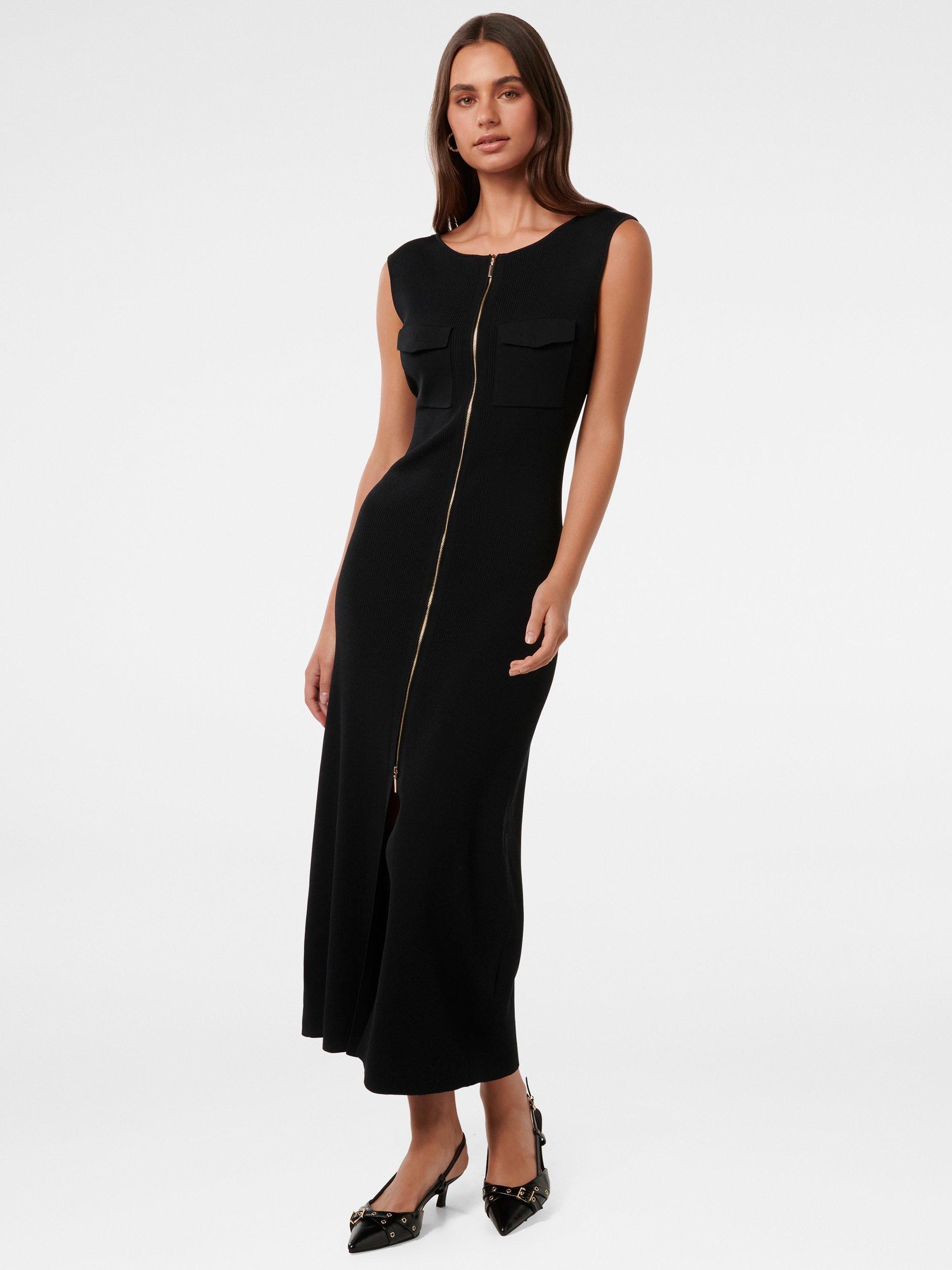 Product image 1 of 4, which shows Forever New Harriet Zip Midi Dress, Black, 4