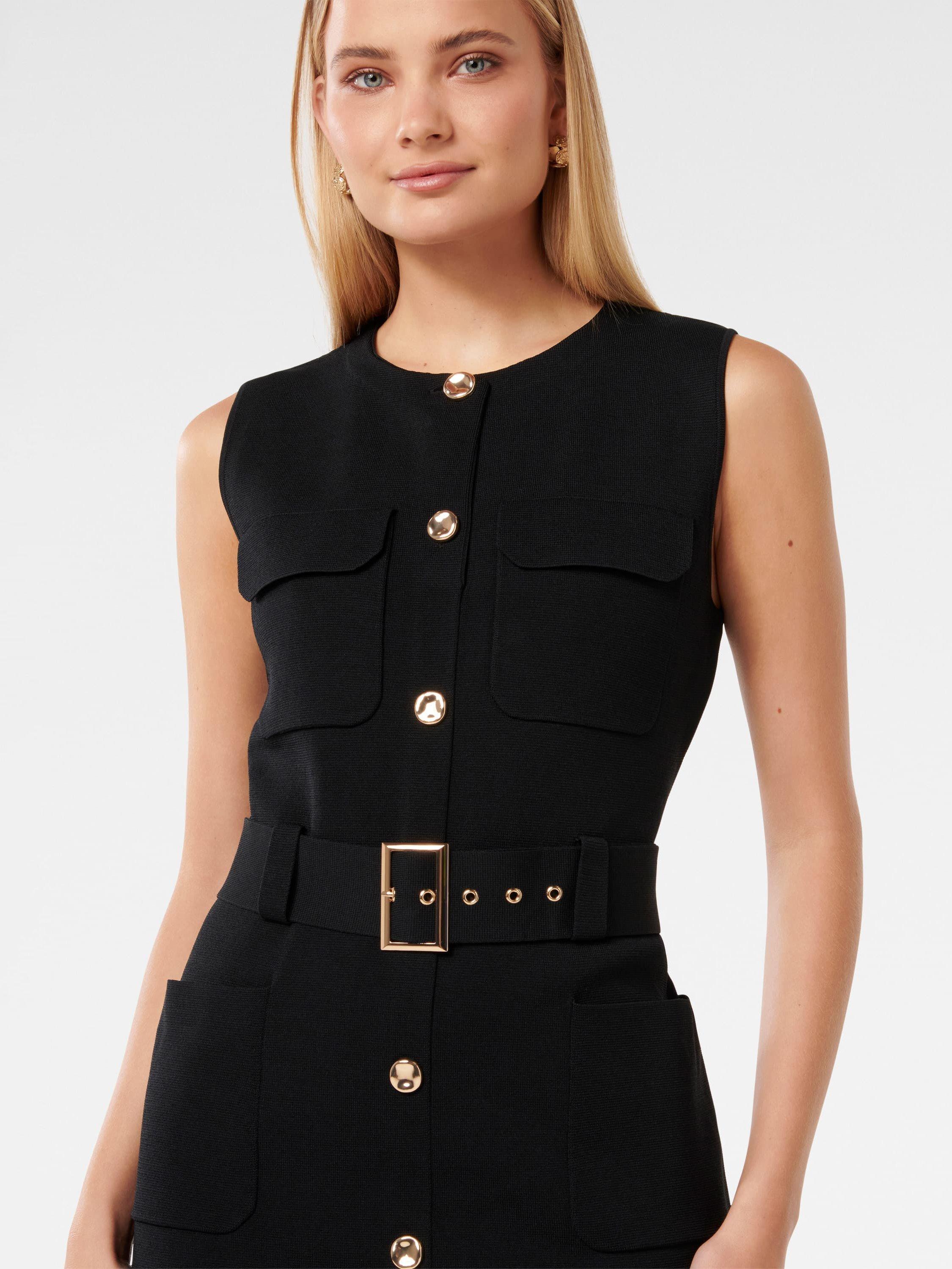 Product image 4 of 5, which shows Forever New Parker Luxe Utility Mini Dress, Black, 4