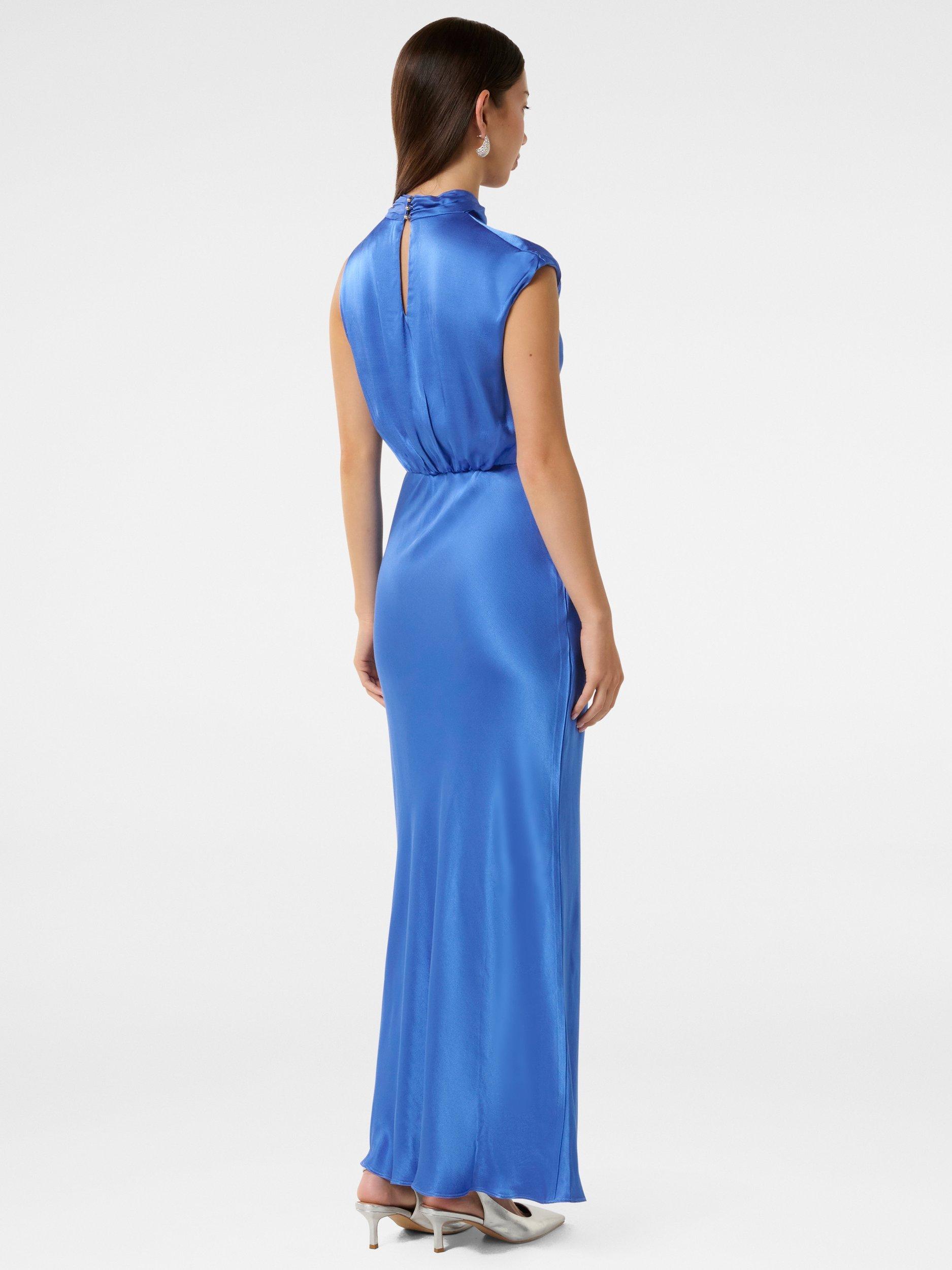 Product image 2 of 4, which shows Forever New Sienna High Neck Satin Maxi Dress, Blue Atmosphere, 4