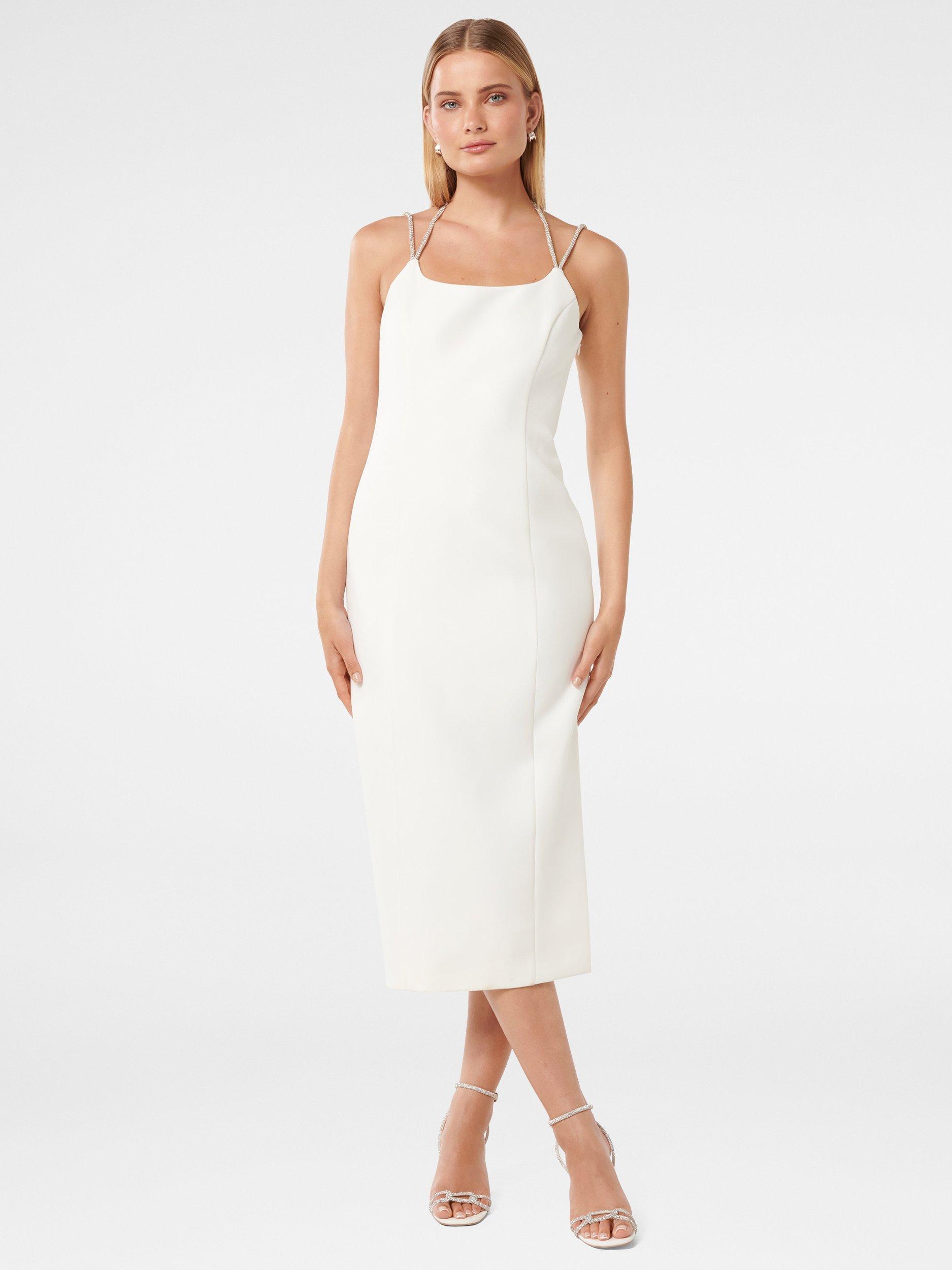 Product image 1 of 4, which shows Forever New Tanaya Diamante Midi Dress, Porcelain, 4