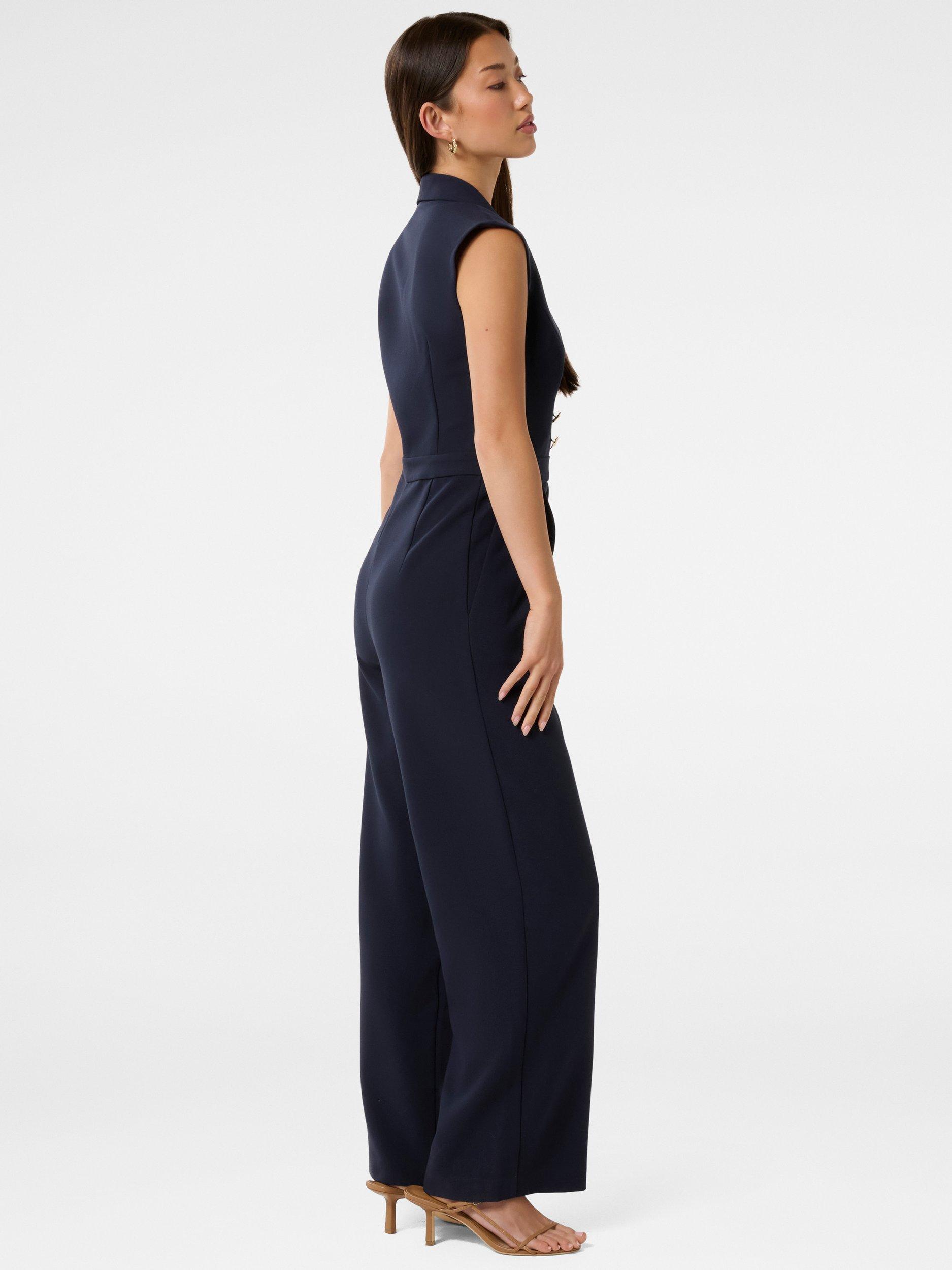 Product image 2 of 4, which shows Forever New Jacey Tuxedo Sleeveless Jumpsuit, Navy, 4