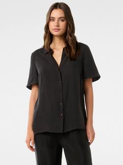 Forever New Betsy Cupro Shirt, Black, Black