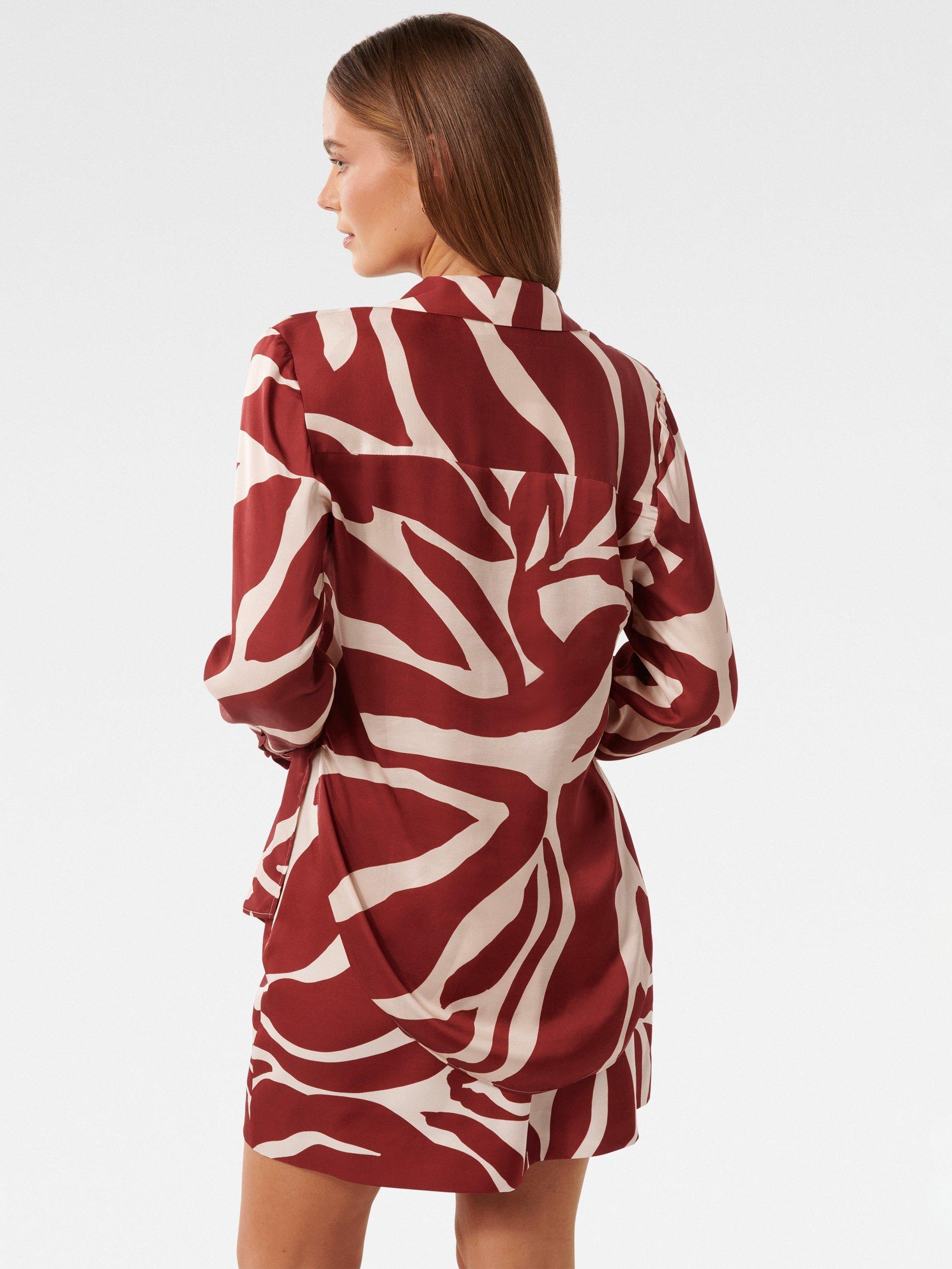 Product image 2 of 5, which shows Forever New Harvey Notch Neck Satin Shirt, Dark Drew, 4