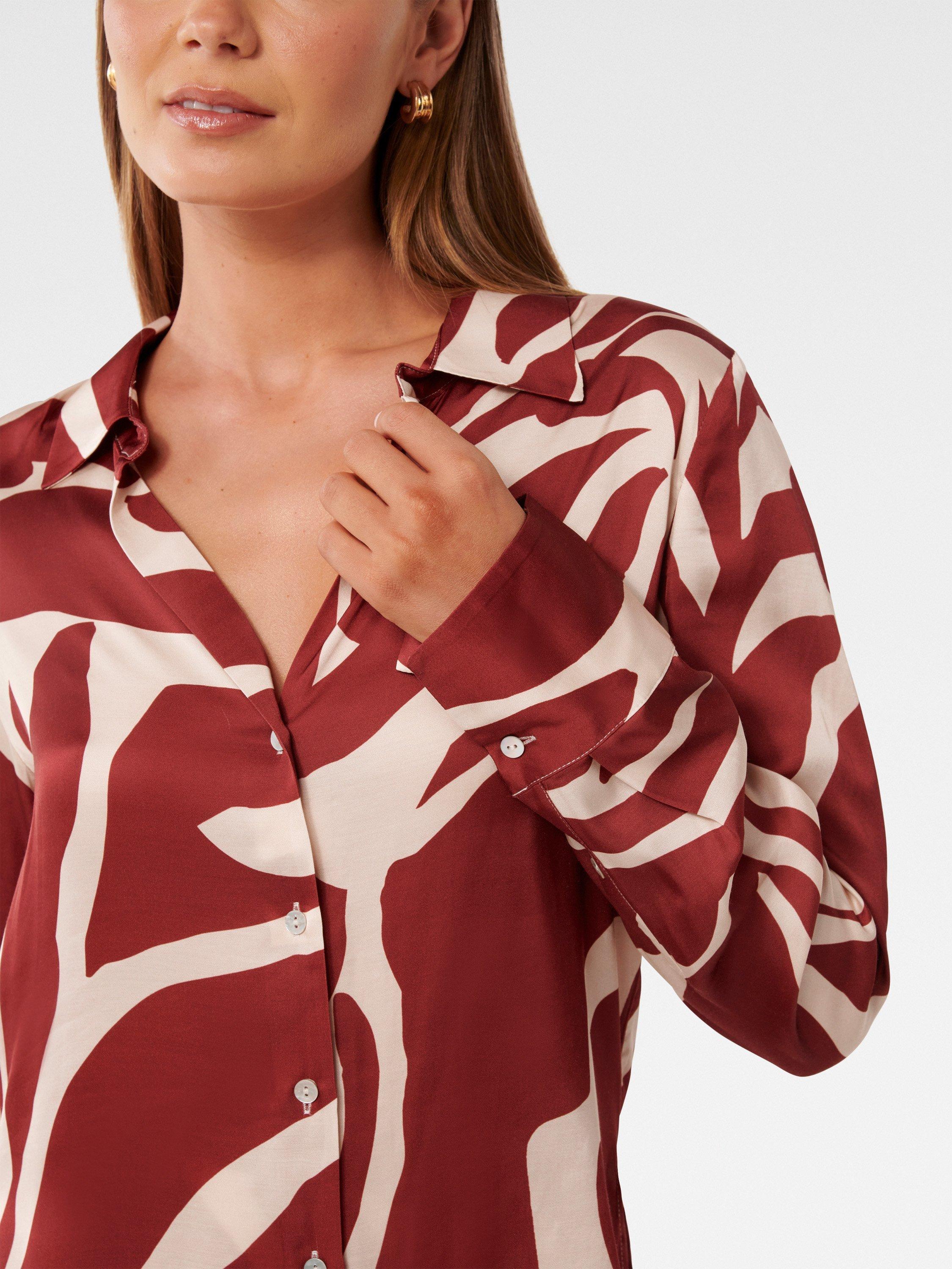 Product image 4 of 5, which shows Forever New Harvey Notch Neck Satin Shirt, Dark Drew, 4