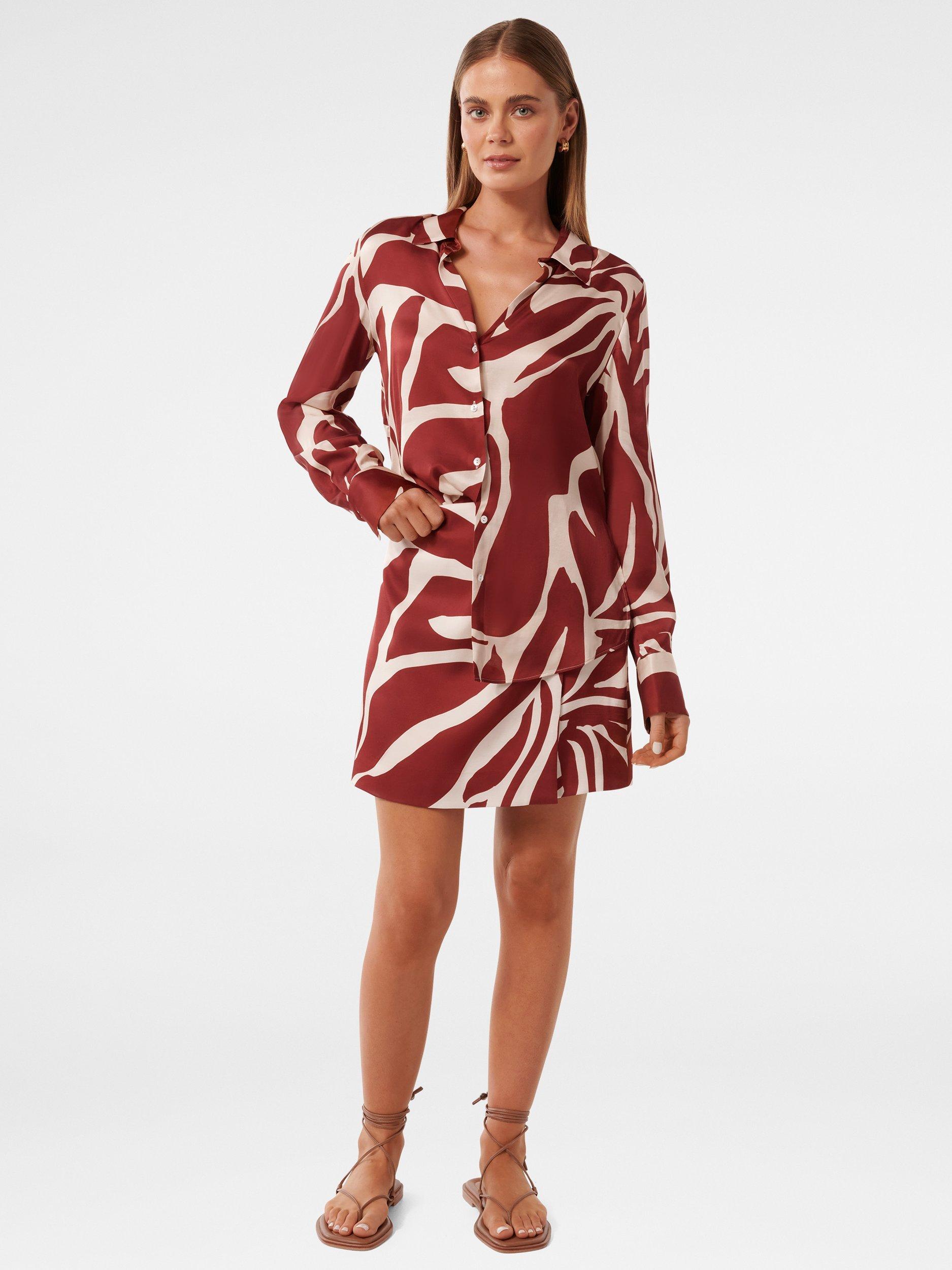 Product image 5 of 5, which shows Forever New Harvey Notch Neck Satin Shirt, Dark Drew, 4