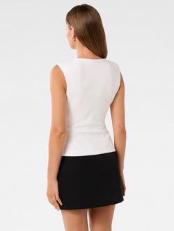Forever New Chloe Padded Shoulder Top, Porcelain - view 2, Porcelain