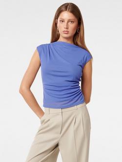 Forever New Mel Cap Sleeve Mesh Top, Wedgewood