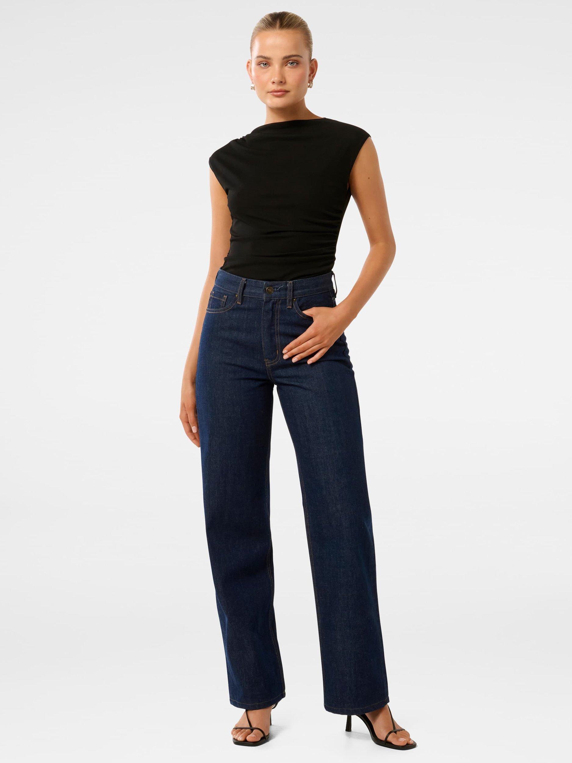 Product image 4 of 4, which shows Forever New Mel Cap Sleeve Mesh Top, Black, XXS