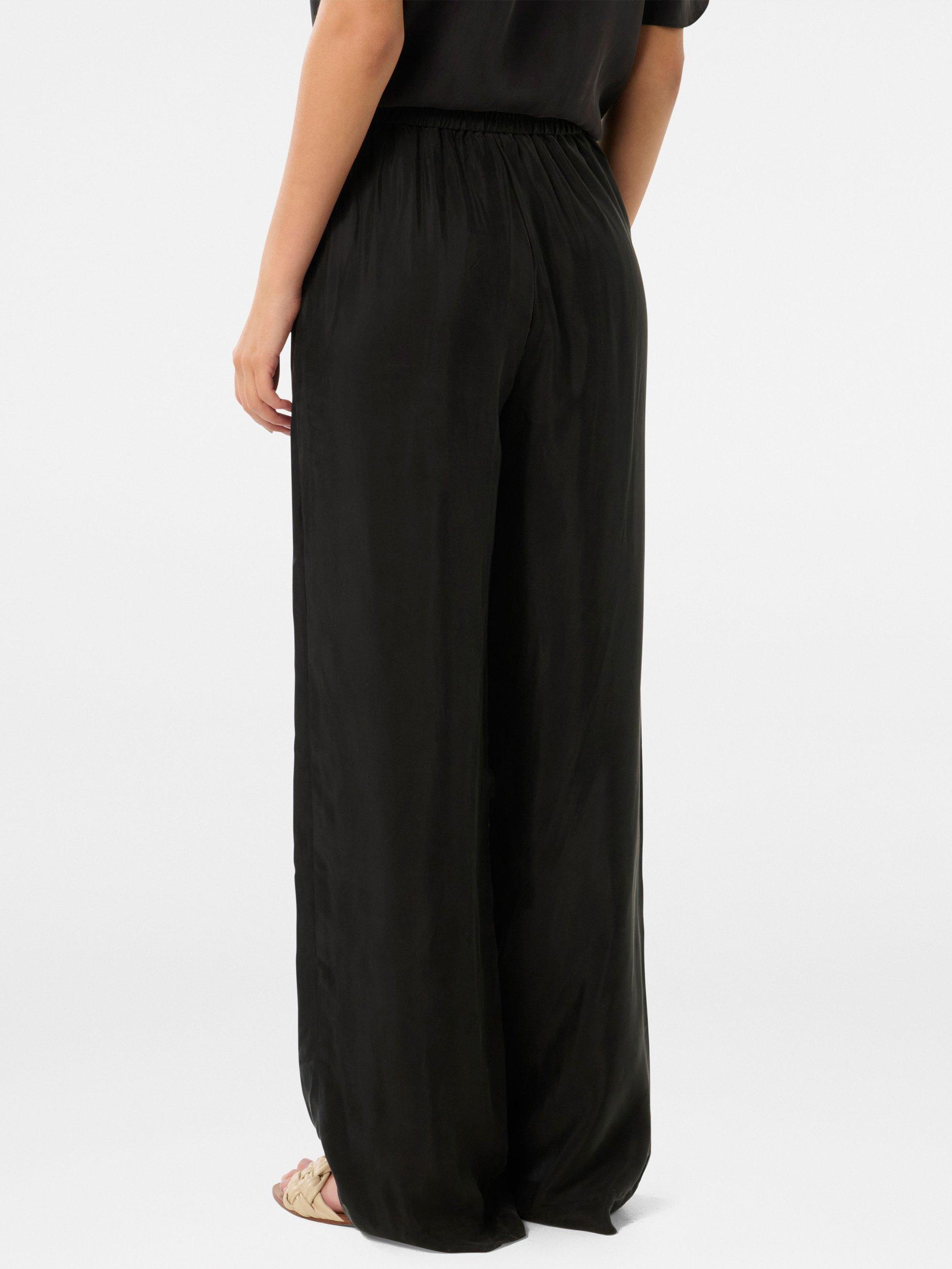Product image 2 of 5, which shows Forever New Emma Cupro Wide Leg Trousers, Black, 4