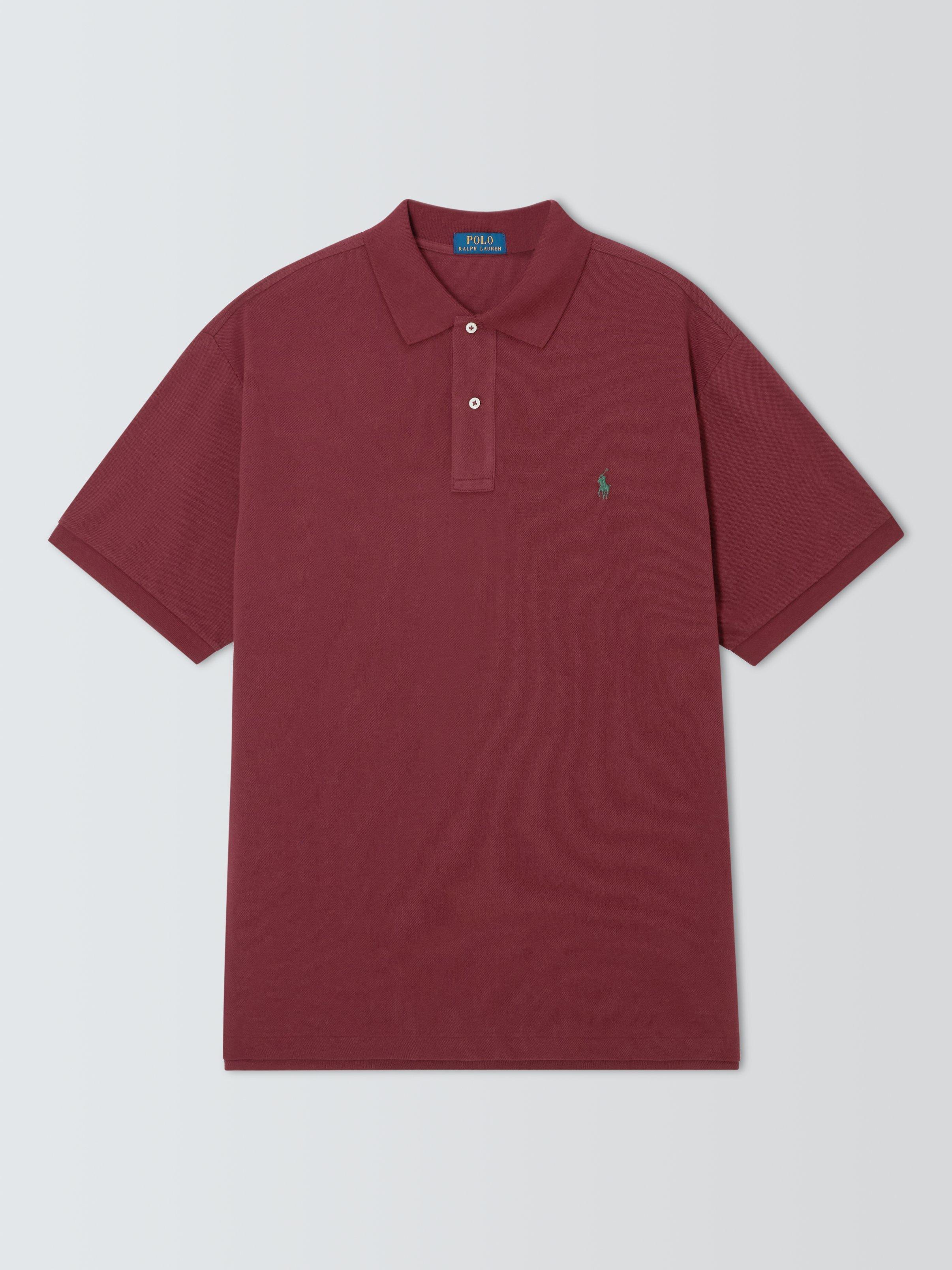 Product image 1 of 1, which shows Polo Ralph Lauren Big & Tall Cotton Regular Fit Short Sleeve Polo Shirt, Red Wine, 1XB
