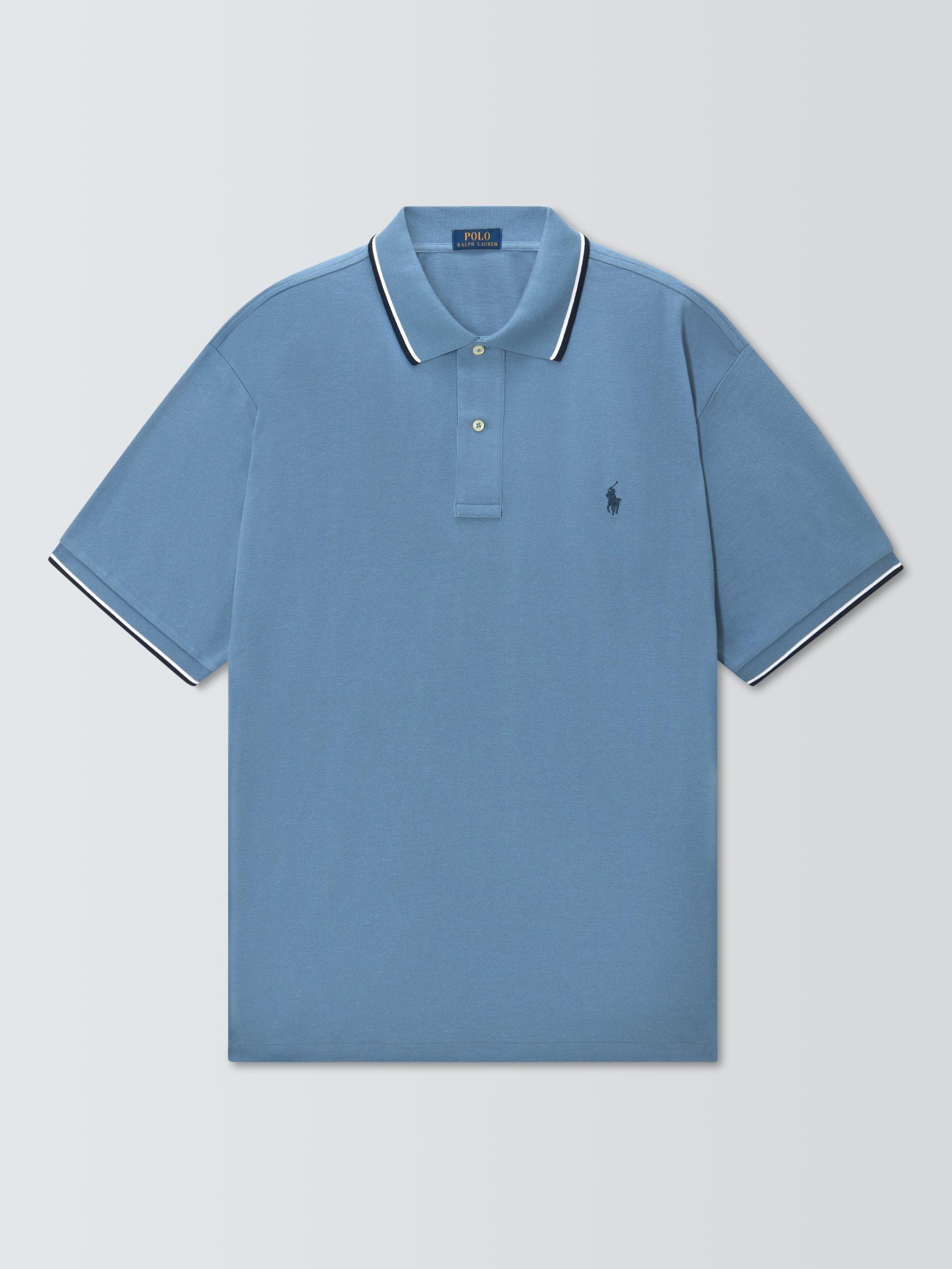 Product image 1 of 1, which shows Polo Ralph Lauren Big & Tall Cotton Regular Fit Polo Shirt, Channel Blue, 1XB