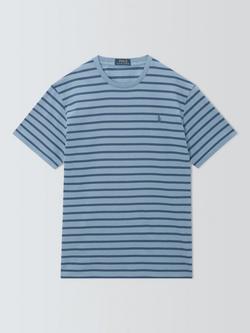 Polo Ralph Lauren Big & Tall Cotton Regular Fit Short Sleeve Stripe T-Shirt, Channel blue, Chnlblue