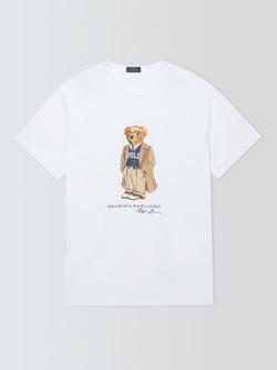 Polo Ralph Lauren Big & Tall Cotton Regular Fit Polo Bear Graphic T-Shirt, White, White
