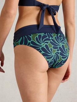 White Stuff Fold Down Reversible Floral Bikini Bottoms, Green/Multi - view 2, Green/Multi