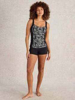 White Stuff Splash Tankini Top, Black/Multi, Black/Multi