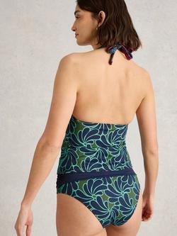 White Stuff Sunshine Ruched Reversible Tankini, Green/Multi - view 2, Green/Multi