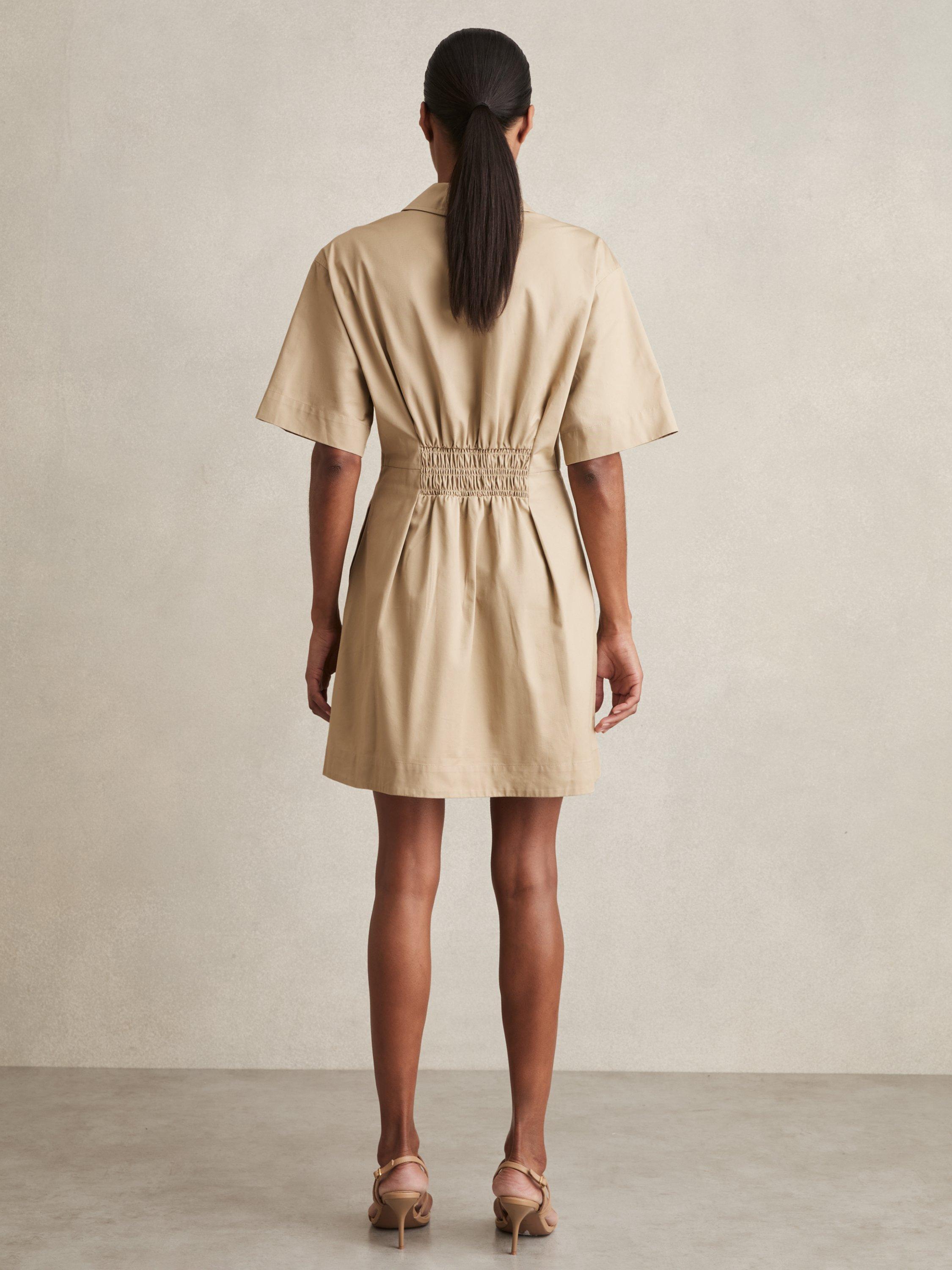 Product image 2 of 5, which shows Reiss Rosalie Waist Detail Mini Dress, Neutral, 10